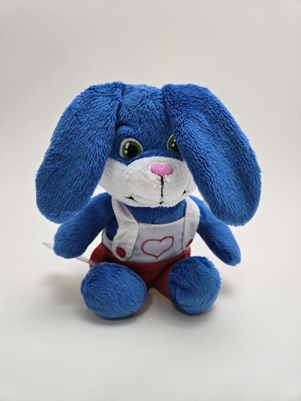 Kinder Blue Bunny Plush with No Tag, Bunny Stuffed Animal (8 inch)